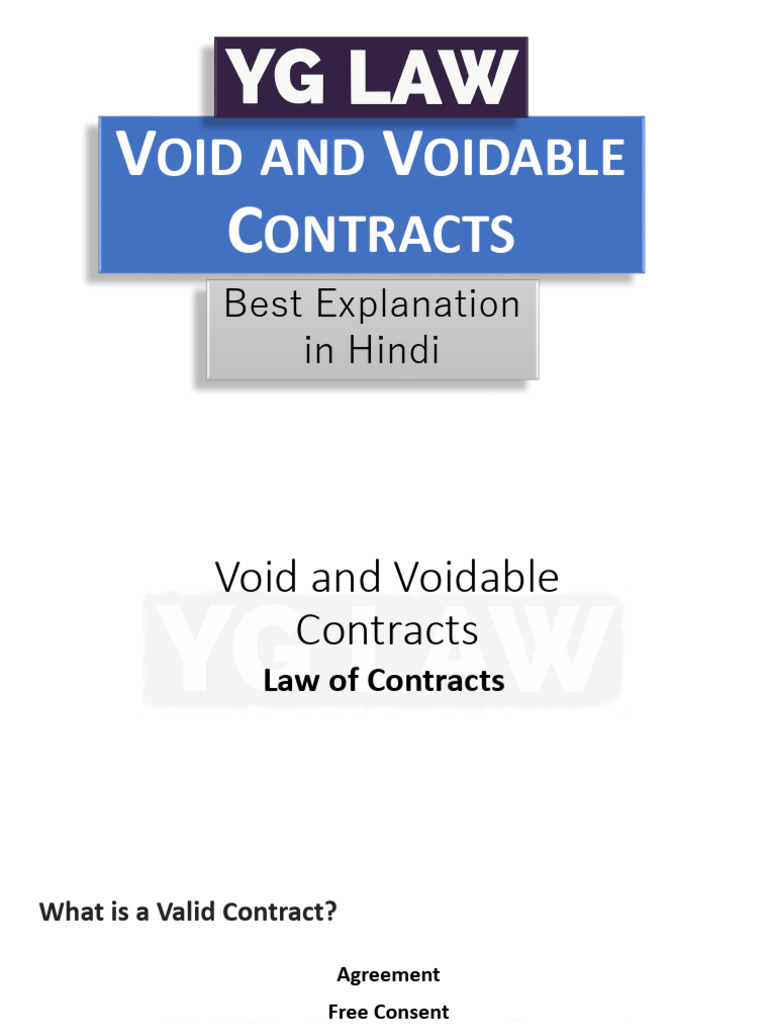 Void and Voidable Contracts Explained | PDF | Consideration | Civil Law ...