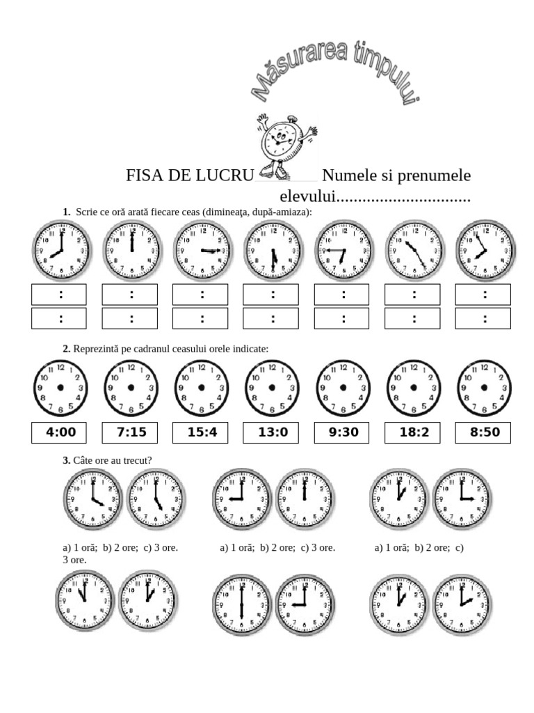 Fisa de Lucru Ceasul Cls 2 | PDF