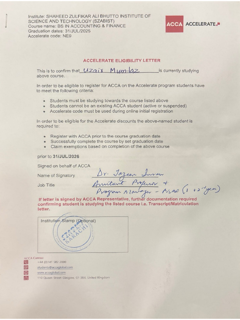 ACCA Form. | PDF