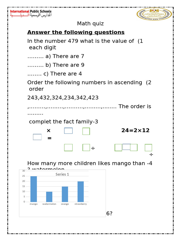 Math Quiz Term 3 Units 14and15 | PDF