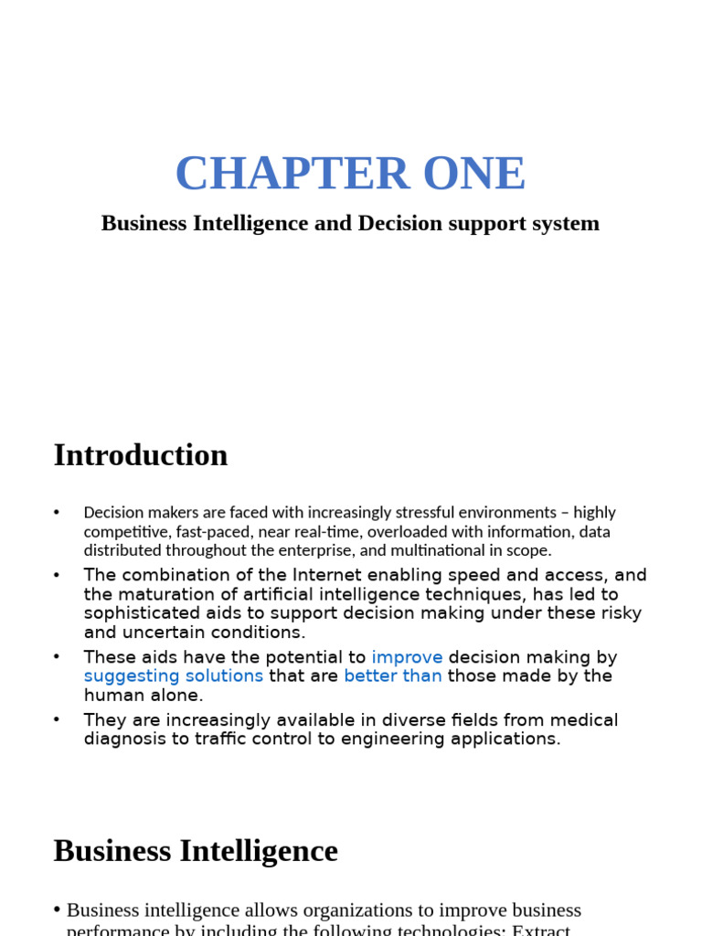 Business Intelligence & Decision Support Systems | PDF | Decision ...