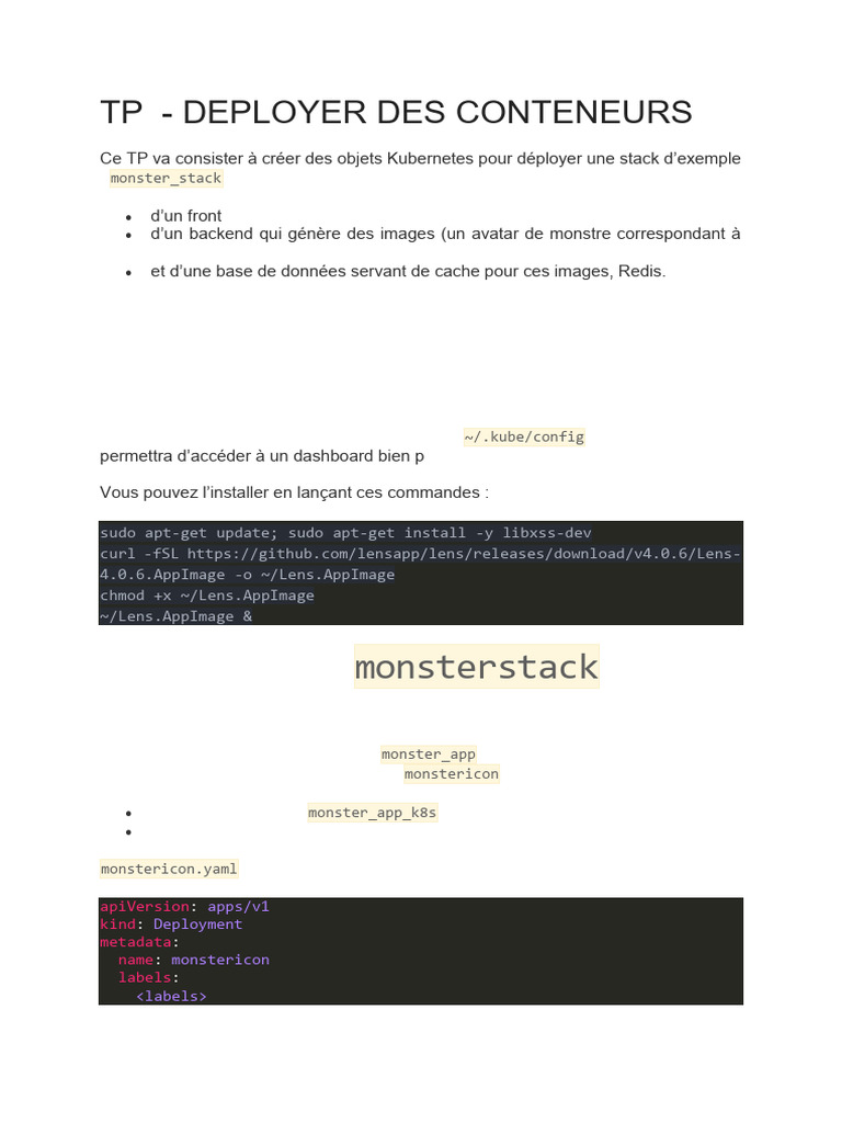 Déploiement de Monster Stack sur Kubernetes | PDF | Calcul distribué ...