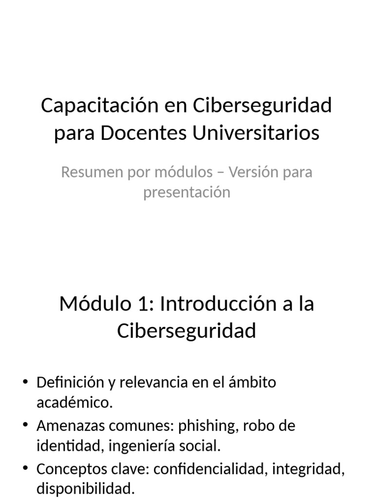 Capacitación en Ciberseguridad Universitaria | PDF | Seguridad | La ...