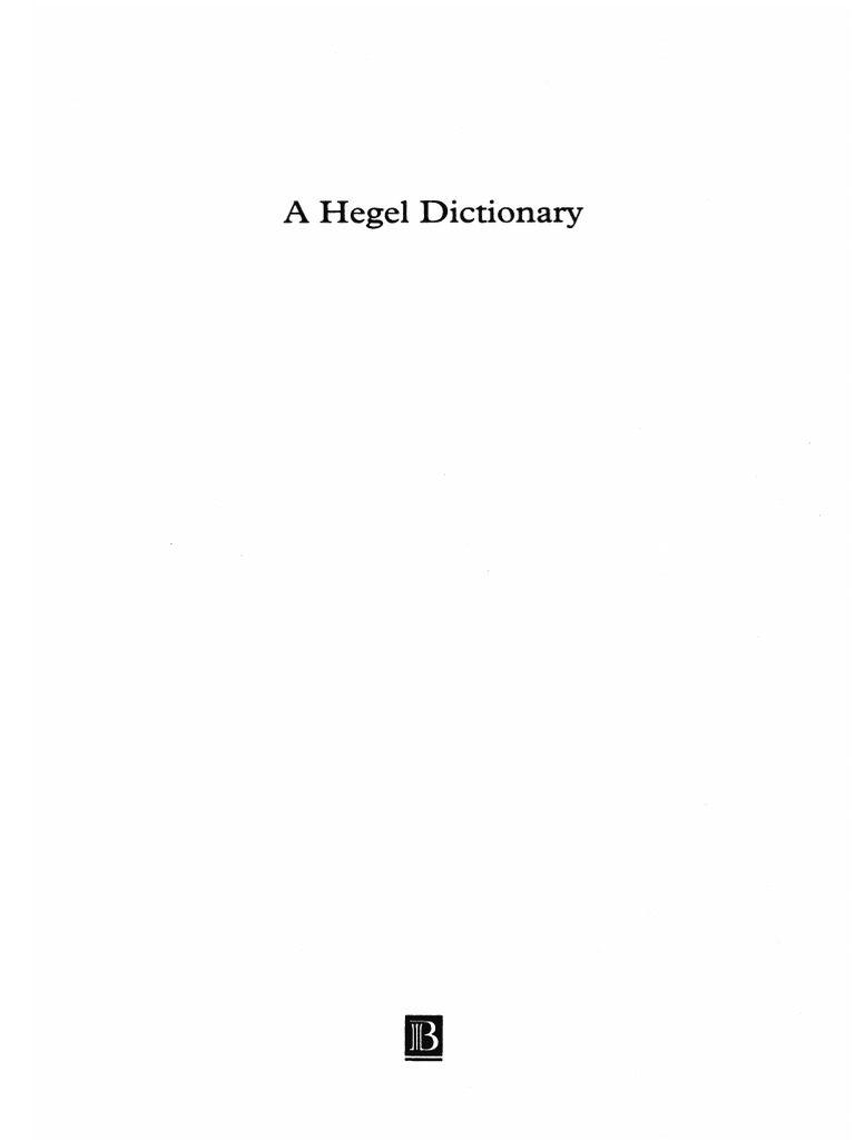 A Hegel Dictionary by Michael Inwood | PDF