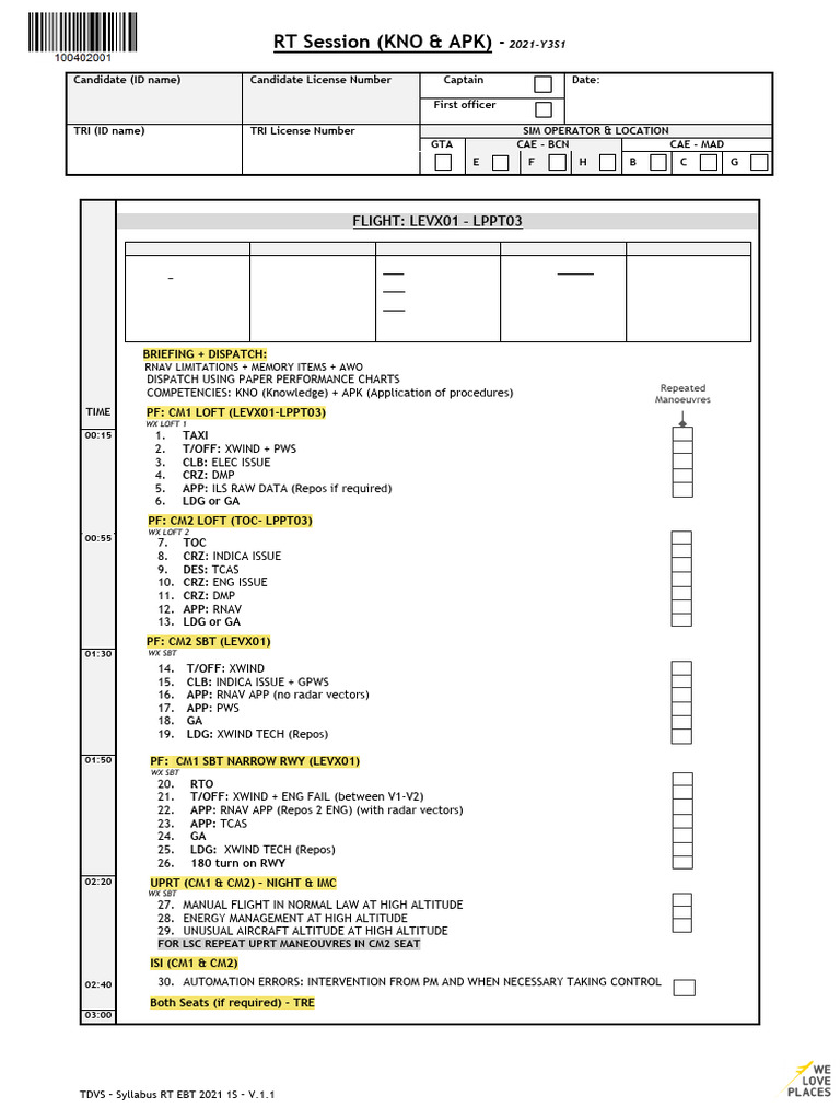 TDVS - Syllabus RT 2021 1S KNO APK - V.1.1 | PDF | Aerospace | Aviation