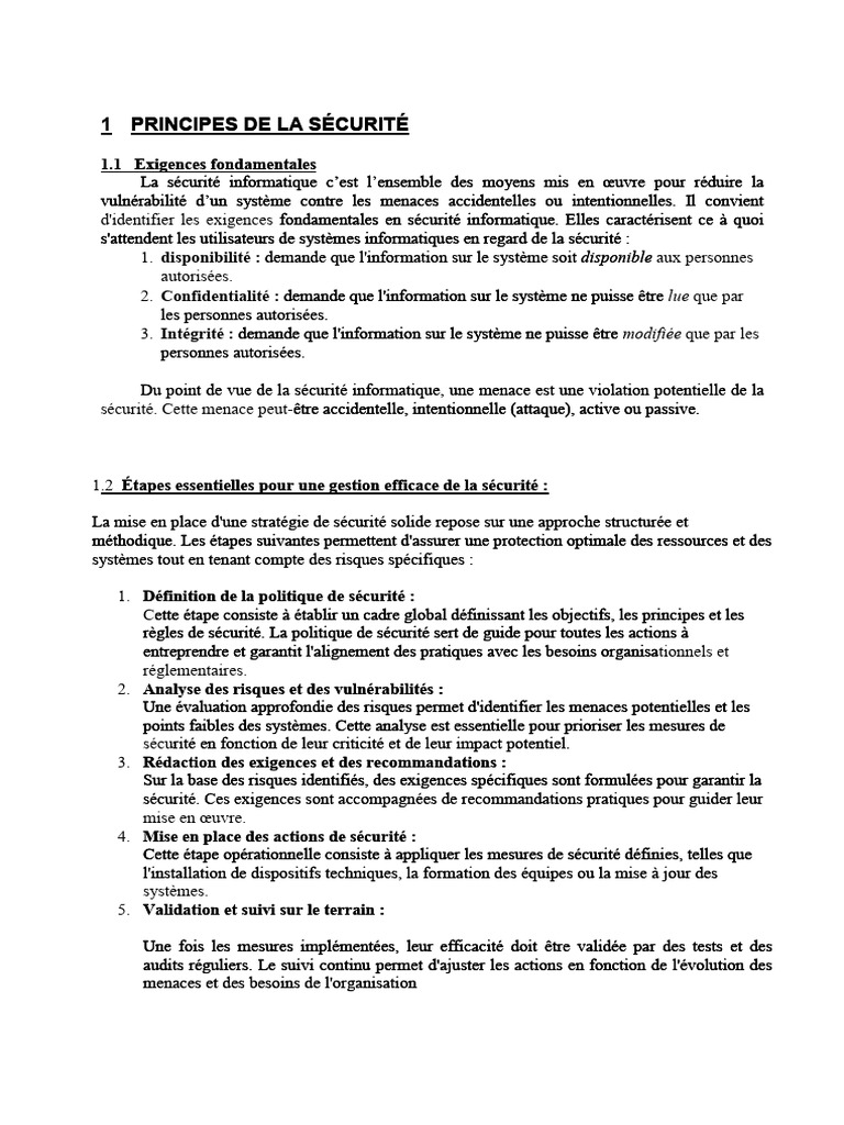Principes de sécurité informatique | PDF | Sécurité | Sécurité des ...