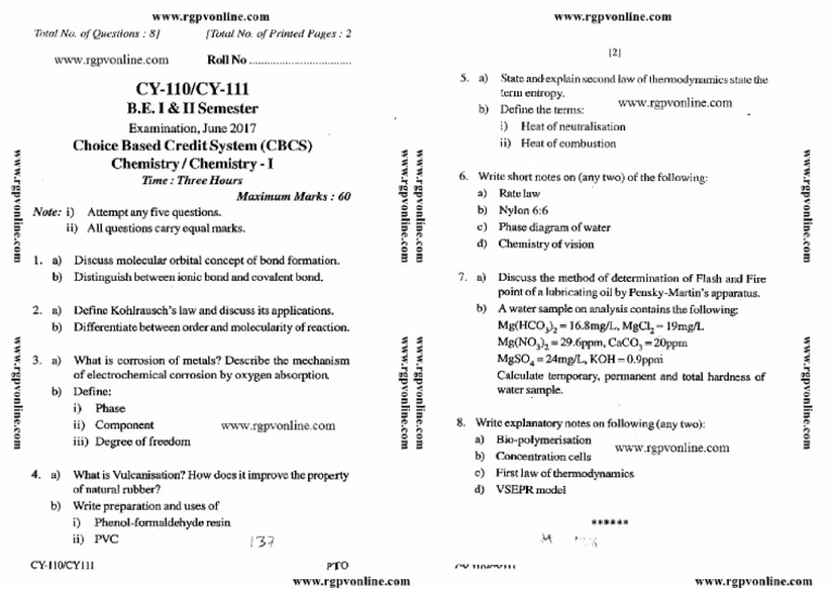 Cy 110 Chemistry Jun 2017 | PDF