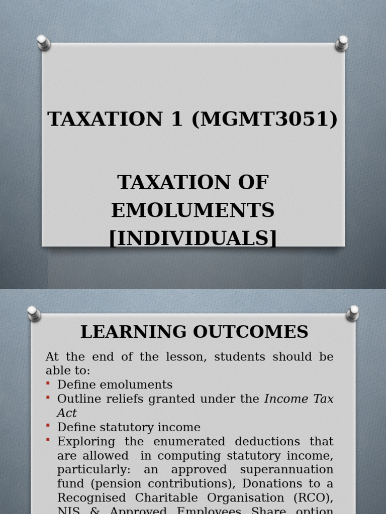 Topic 5a - Taxation of Employment Income (Emoluments) | PDF | Pension ...