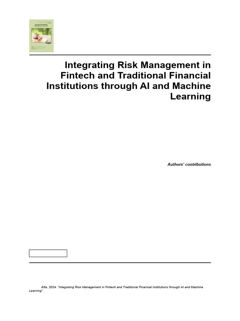 Integrating Risk Management in Fintech and Traditional 3hktq0b0vq4m ...