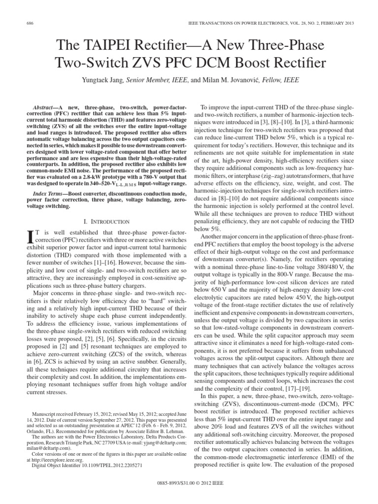 Three-Phase ZVS PFC Boost Rectifier | PDF | Rectifier | Capacitor