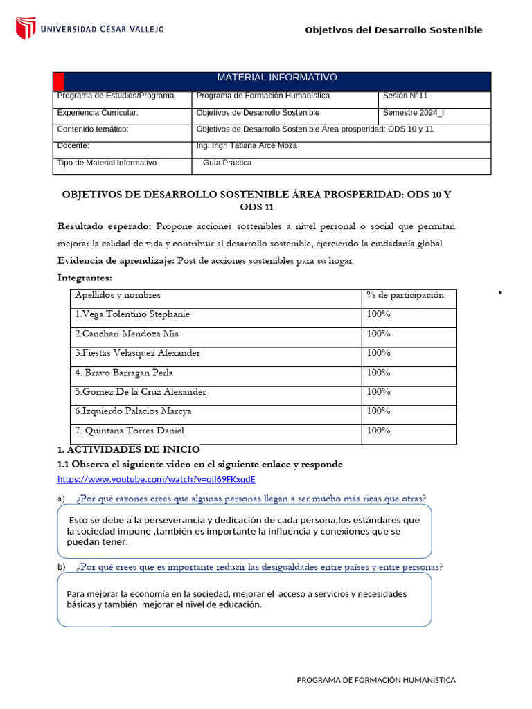 ODS 10 y 11: Acciones Sostenibles 2024 | PDF | Residuos | Sustentabilidad