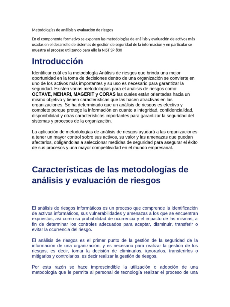 Metodologías de Análisis de Riesgos en TI | PDF | La seguridad ...