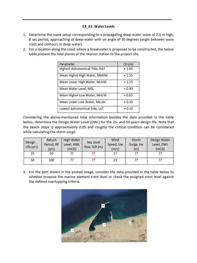 EX - 02 Water Levels | PDF | Tide | Applied And Interdisciplinary Physics