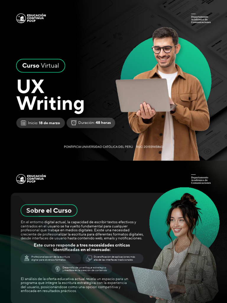 Curso de UX Writing PUCP: Escribe Efectivo | PDF | Plan de estudios ...