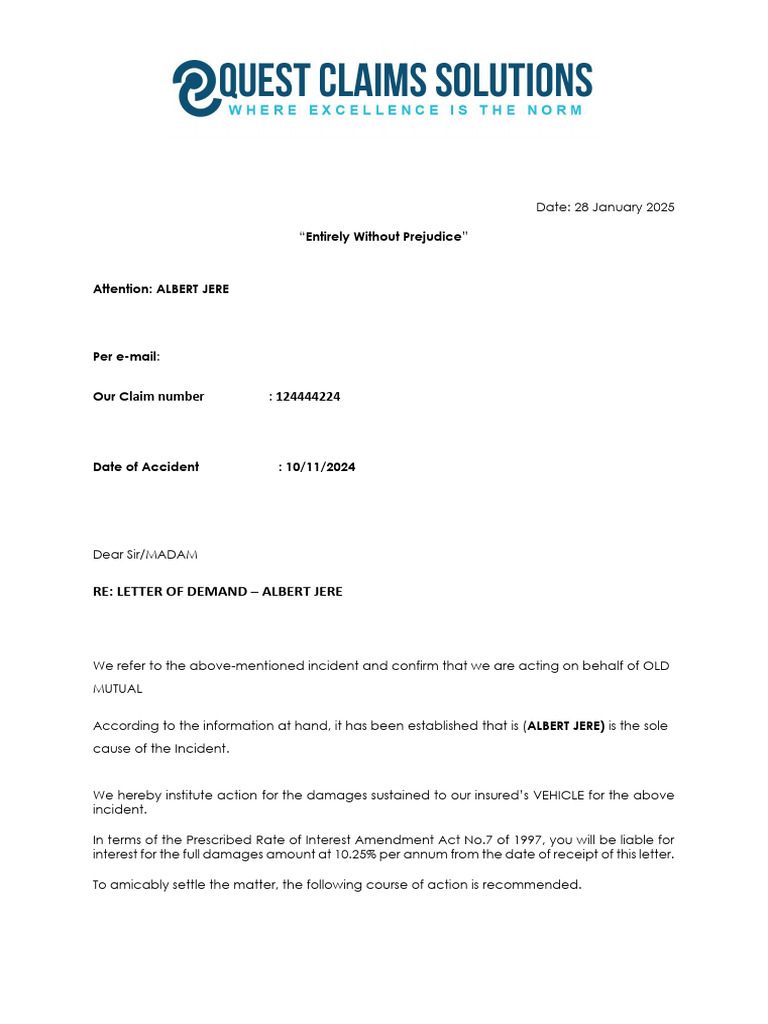 Letter of Demand - ALBERT JERE | PDF | Justice | Crime & Violence