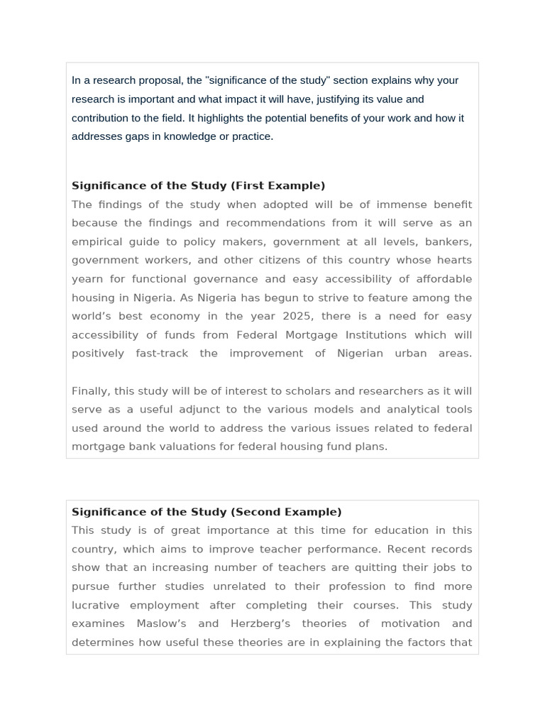 Importance of Research Significance | PDF