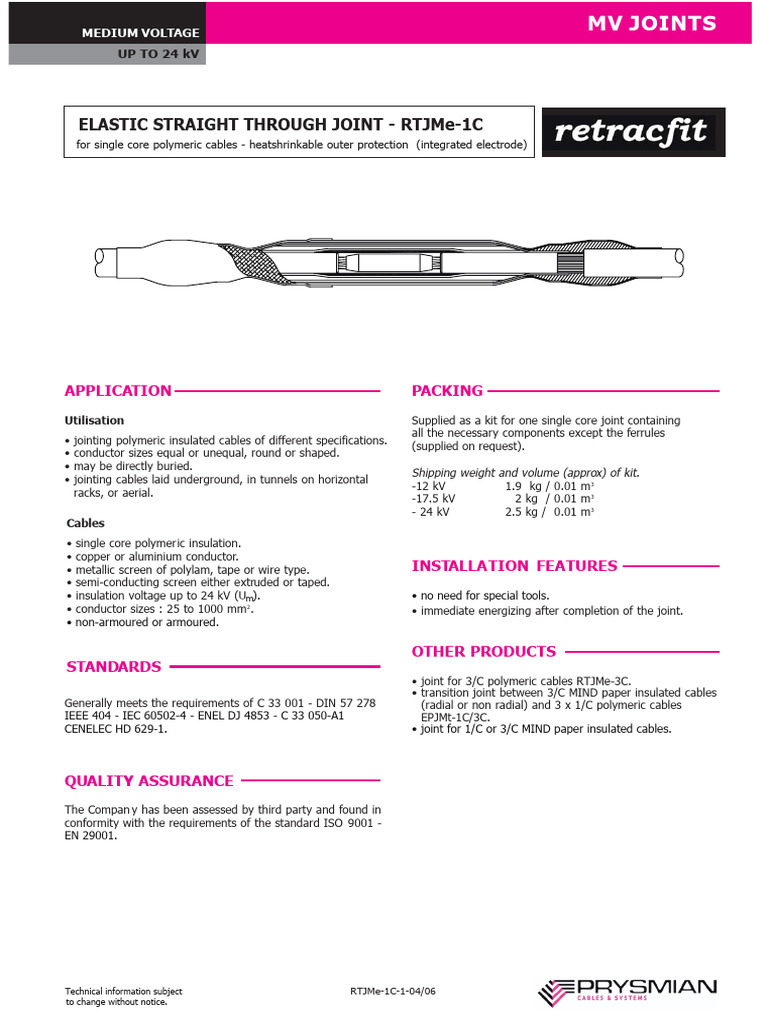 Medium Voltage Cable Jointing Kits | PDF | Insulator (Electricity) | Wire