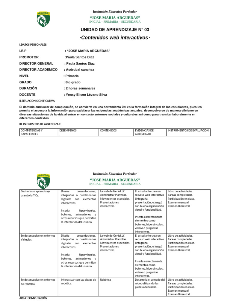 Unidad 3 - Primaria - 6to Grado | PDF | Infografia | Aprendizaje