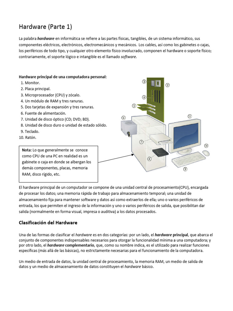 Hardware Parte 01 | PDF | Hardware de la computadora | Periférico