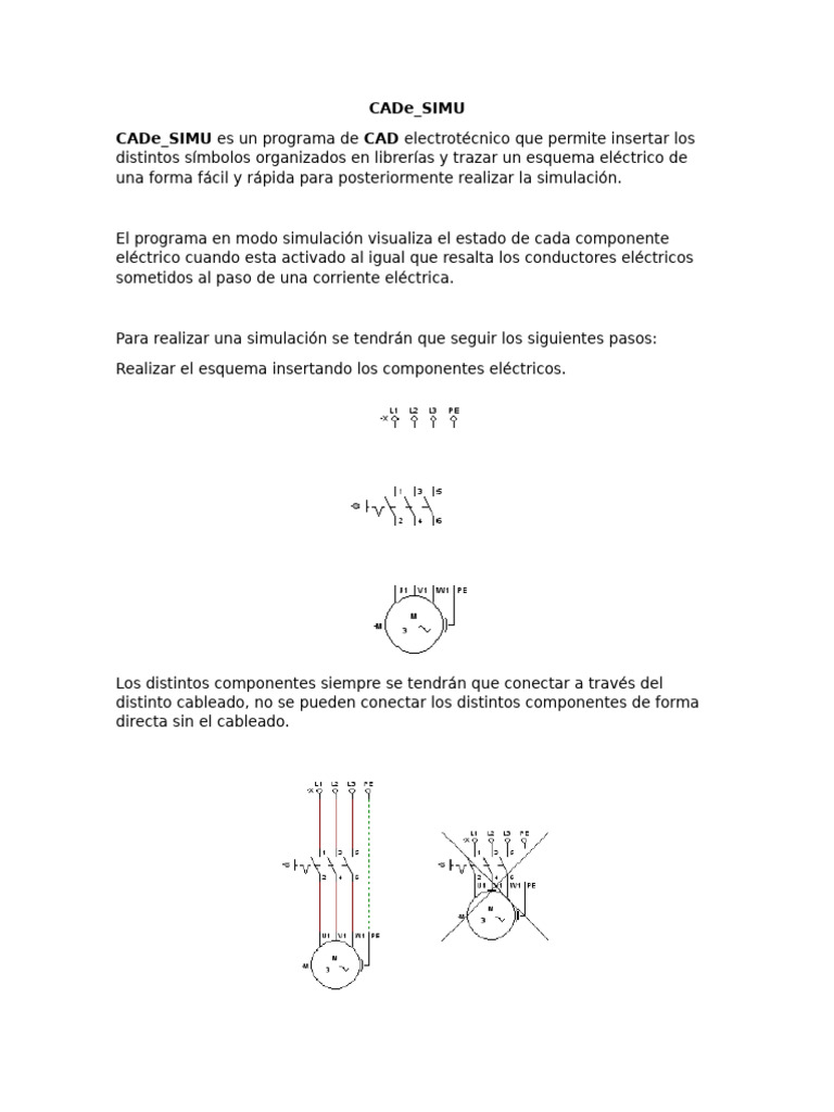 CADe_SIMU: Simulación de Esquemas Eléctricos | PDF