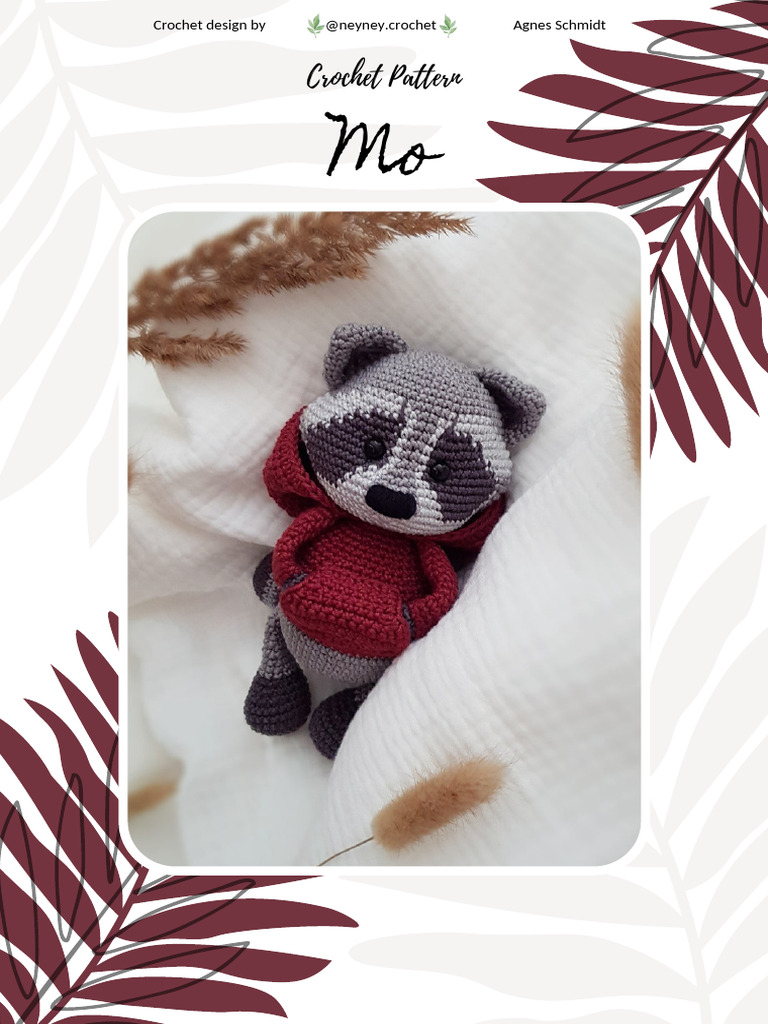 Crochet Raccoon Pattern: Mo the Raccoon | PDF | Crochet | Yarn