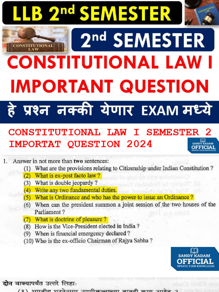 Constitutional Law II Important Questions | PDF