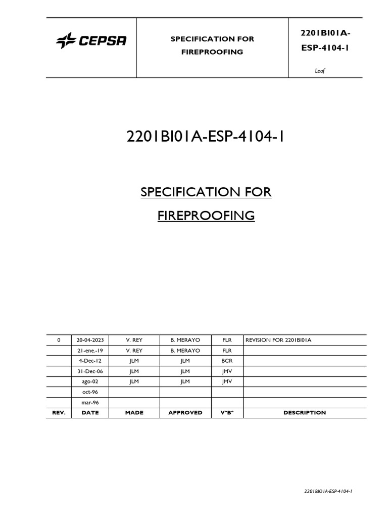 Fireproofing Specification 2201BI01A | PDF | Specification (Technical ...