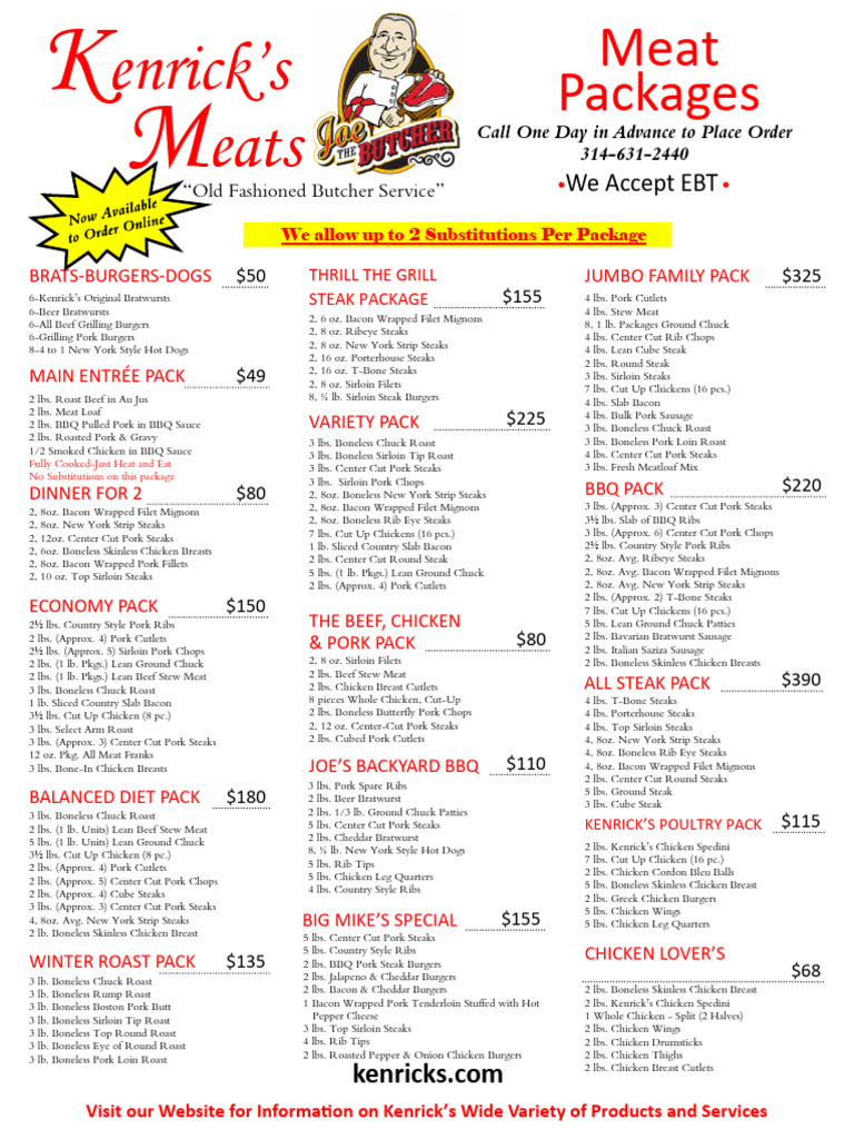 Kenrick's Meats & Catering Menu Options | PDF | Steak | Hamburgers