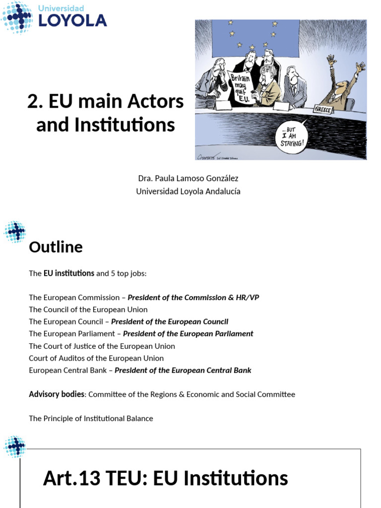 EU Institutions and Key Roles Explained | PDF | European Council ...