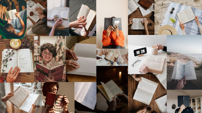 Neutral Photo Collage Bookworm Desktop Wallpaper PDF | PDF