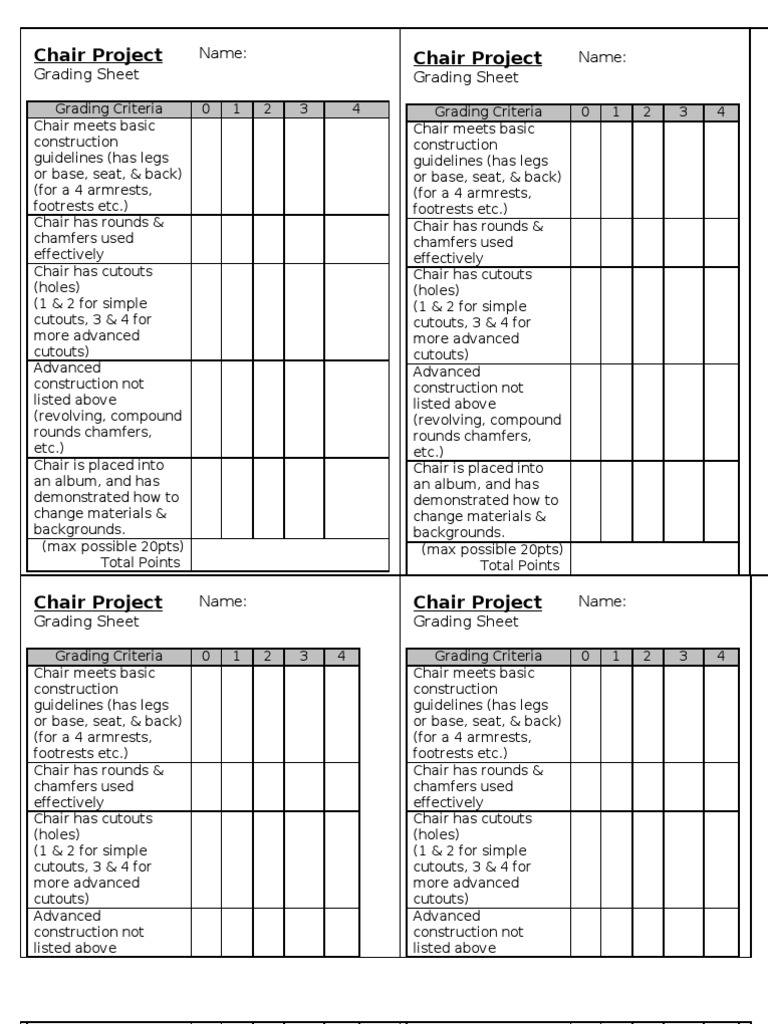 Chair Project Grading Sheet | PDF