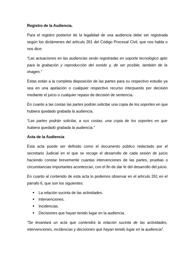 Registro y Acta de Audiencias Judiciales | PDF | Mandato | Separación ...