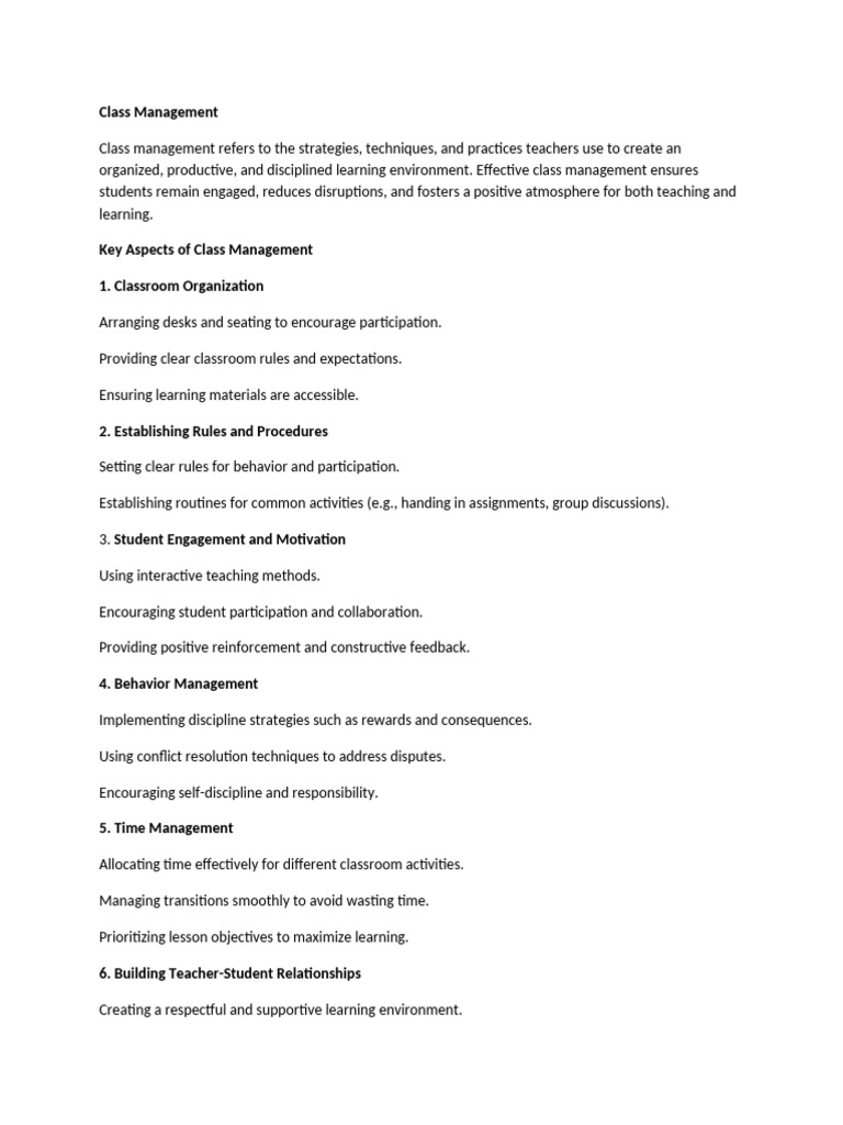 Effective Class Management Strategies | PDF