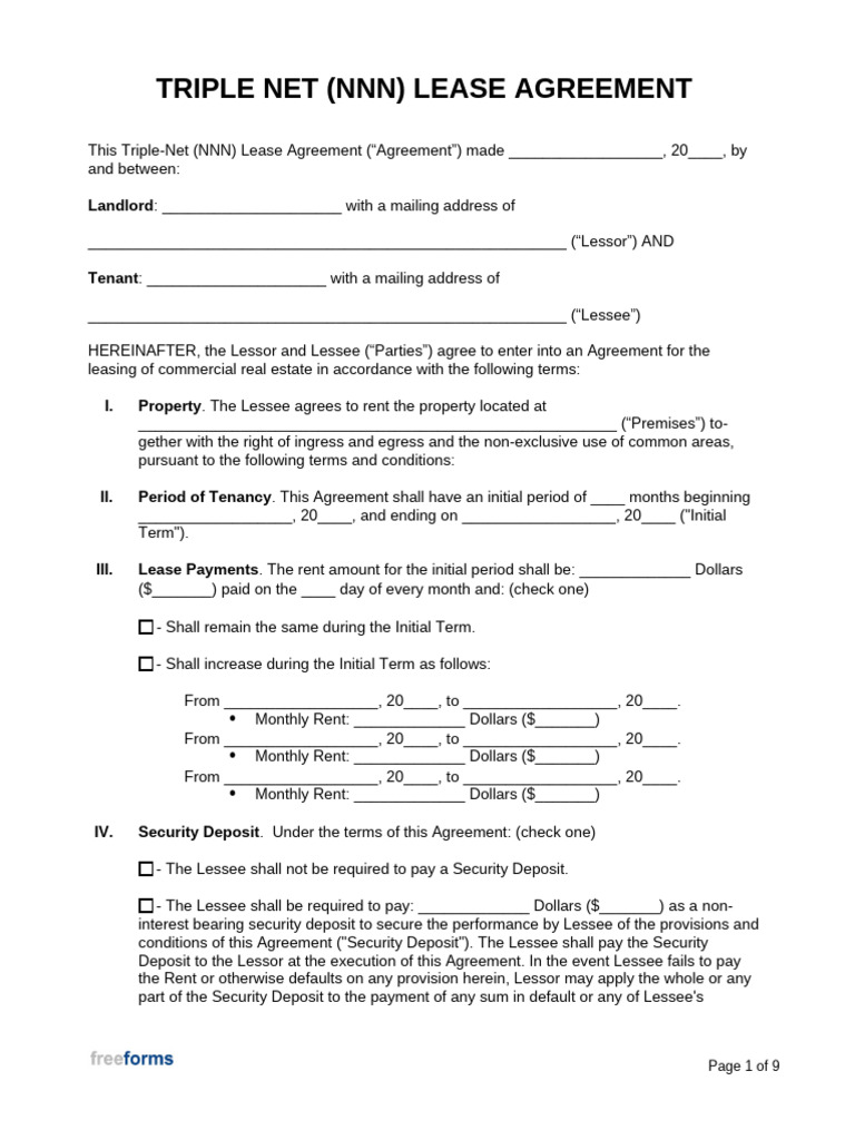 Triple Net NNN Lease Agreement | PDF | Lease | Law And Economics