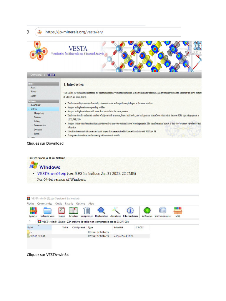 Etapes Pour Télécharger Le Logiciel VESTA | PDF