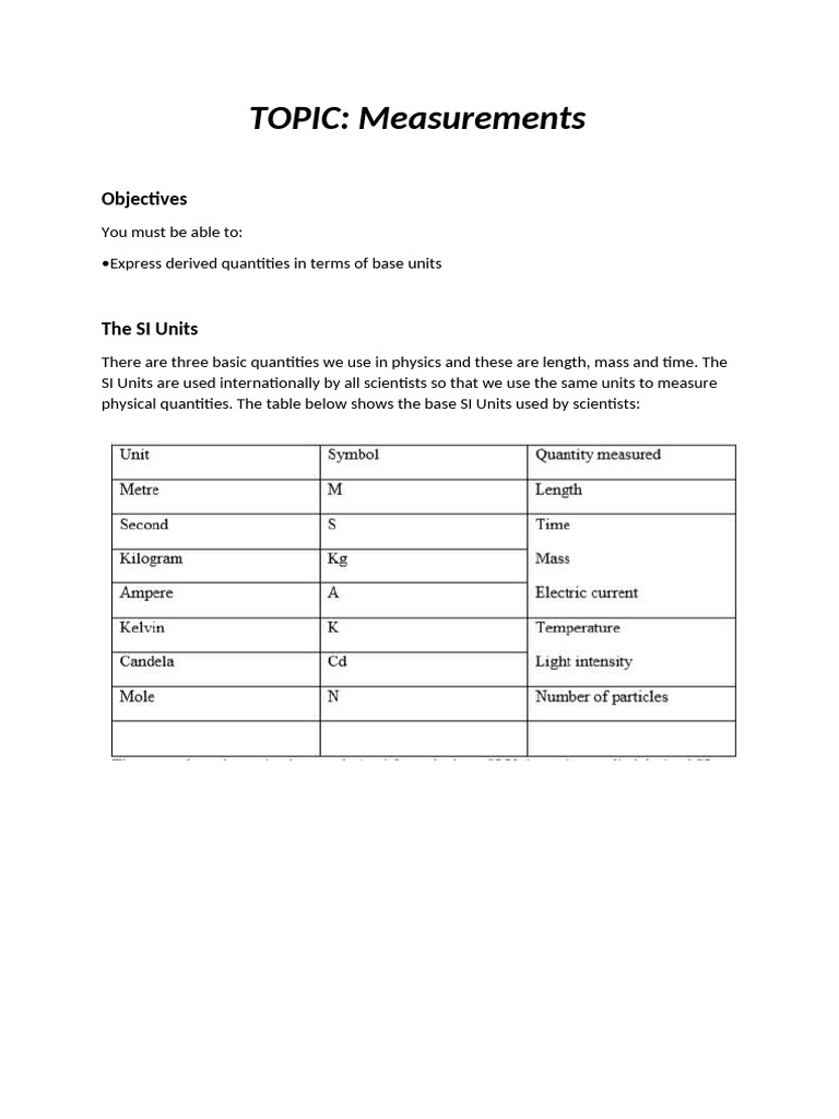 Understanding SI Units and Measurements | PDF