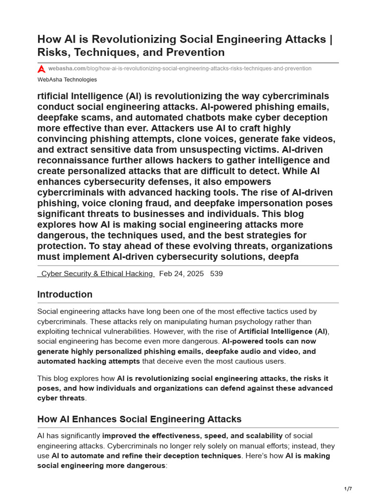 AI's Impact on Social Engineering Threats | PDF | Phishing | Cybercrime