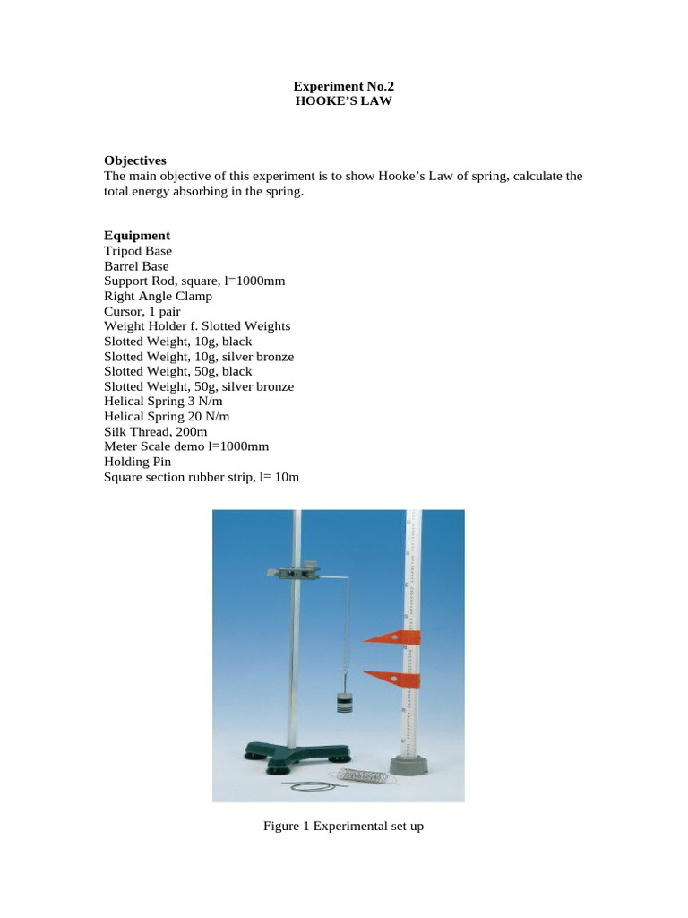 Hooke's Law Experiment: Energy & Elasticity | PDF