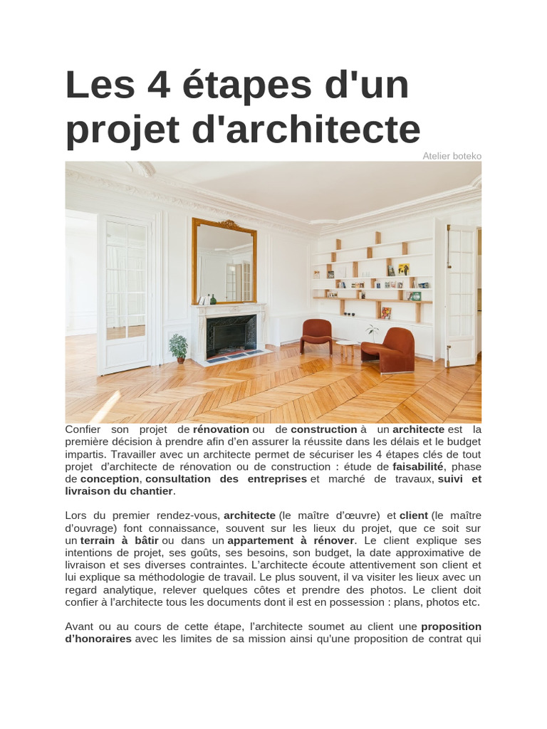 Phases clés d'un projet d'architecture | PDF | Architecte