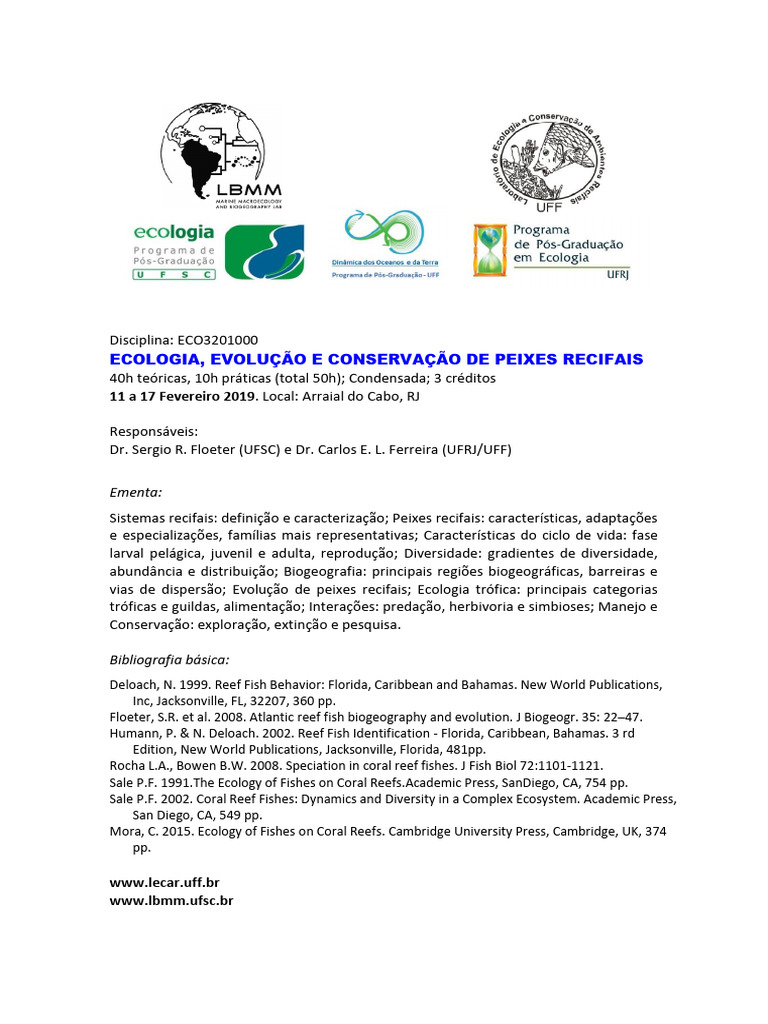 Ecologia e Conservação de Peixes Recifais | PDF | Ecologia | Ciências ...