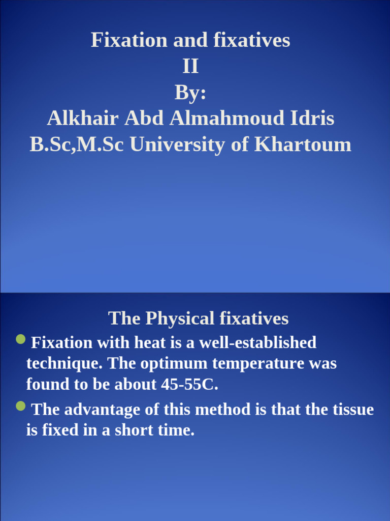 Overview of Tissue Fixation Methods | PDF | Fixation (Histology) | Staining