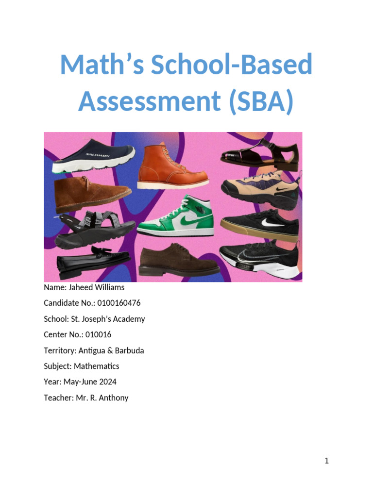 Jaheed Williams - 0100160476 - Math SBA | PDF | Sneakers | Shoe