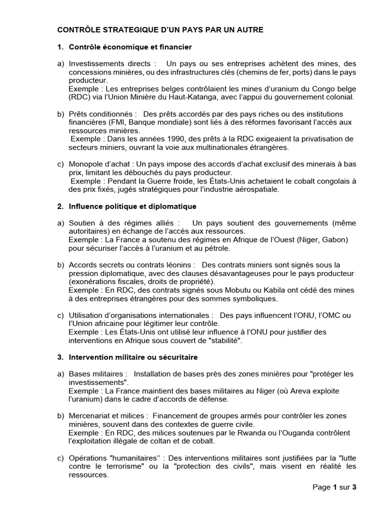 Contrôle stratégique des ressources minières | PDF | République ...