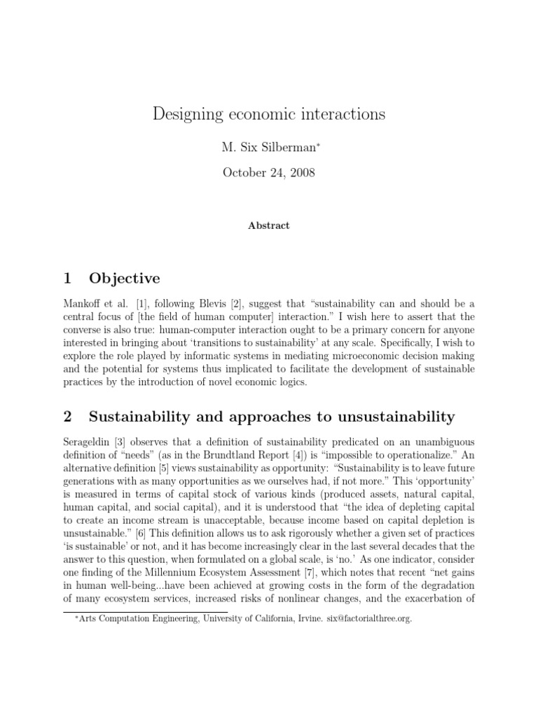 Designing Economic Interactions | PDF | Sustainability | Market (Economics)