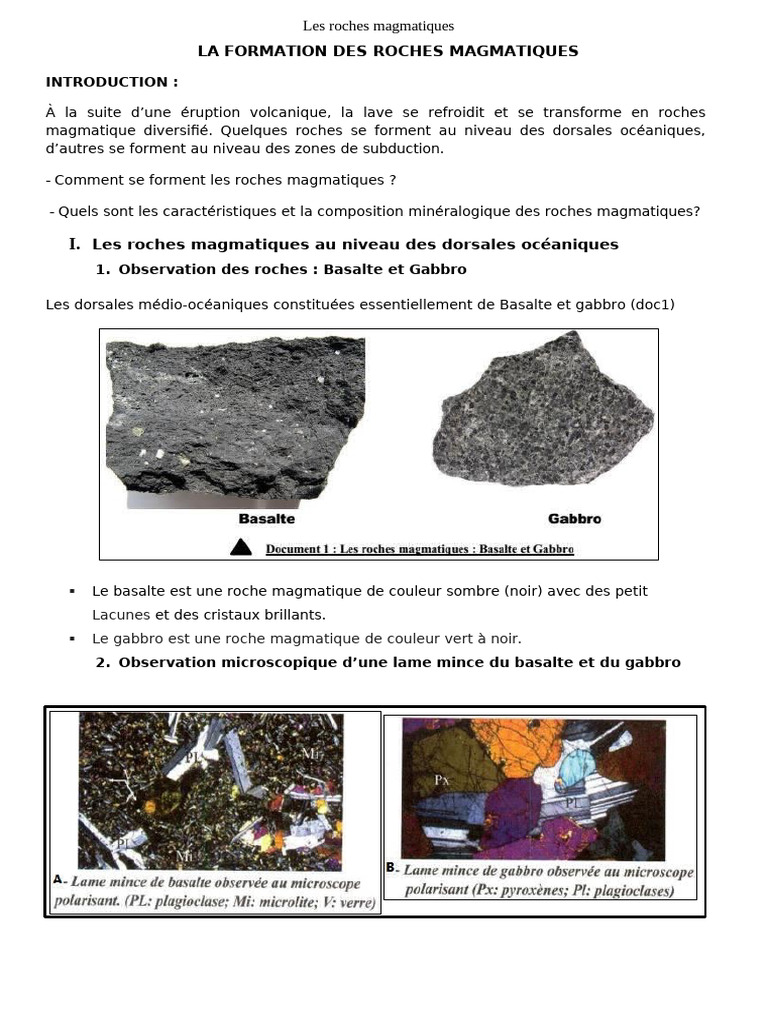 Formation des Roches Magmatiques | PDF | Granit | Roche magmatique