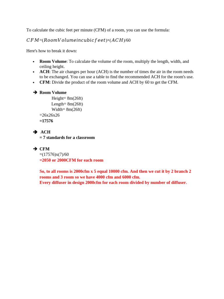 CFM Calculation for Room Airflow | PDF