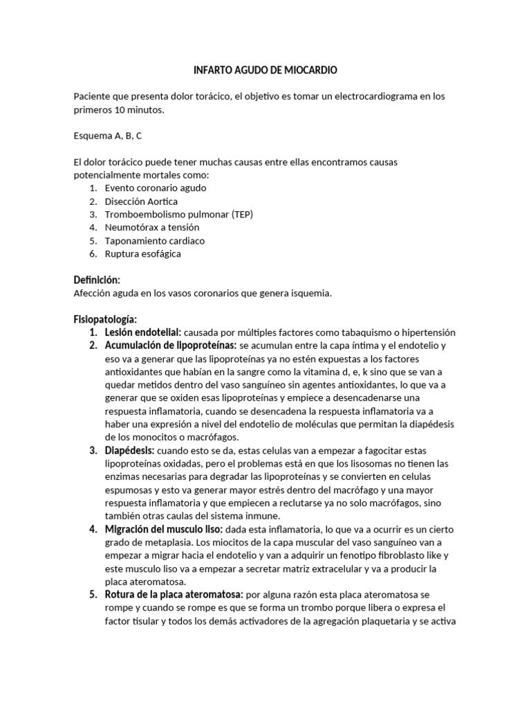 Infarto Agudo de Miocardio | PDF | Inflamación | Infarto de miocardio