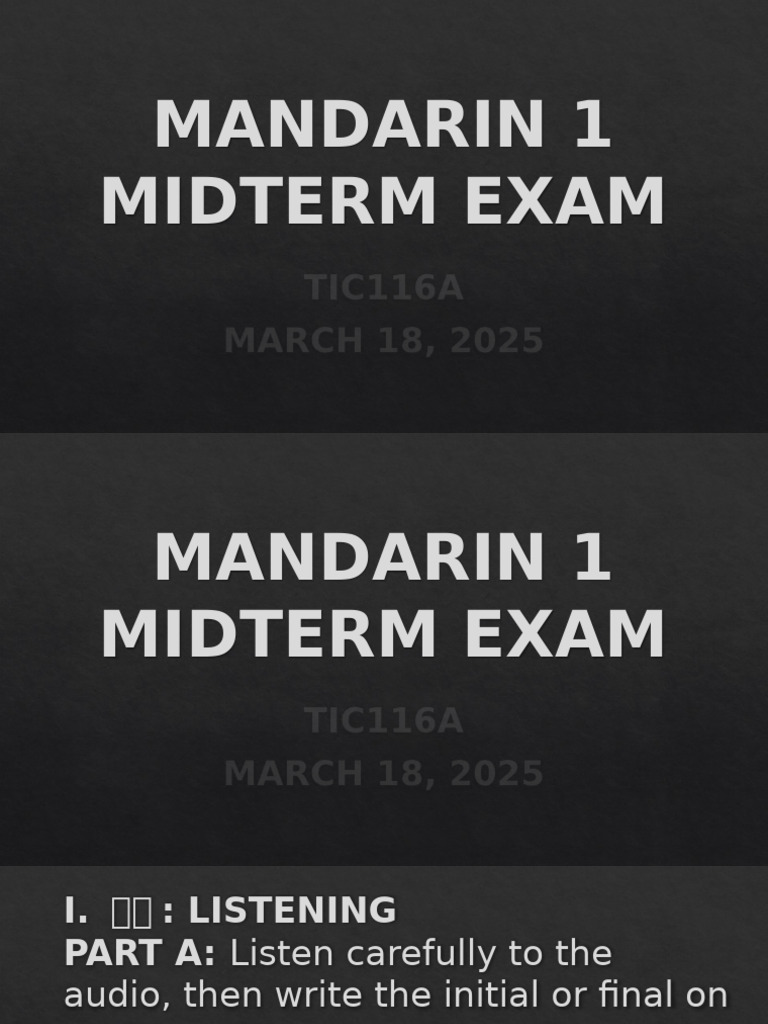 Mandarin 1 Midterm Exam Guide | PDF | Pinyin | Languages Of Asia