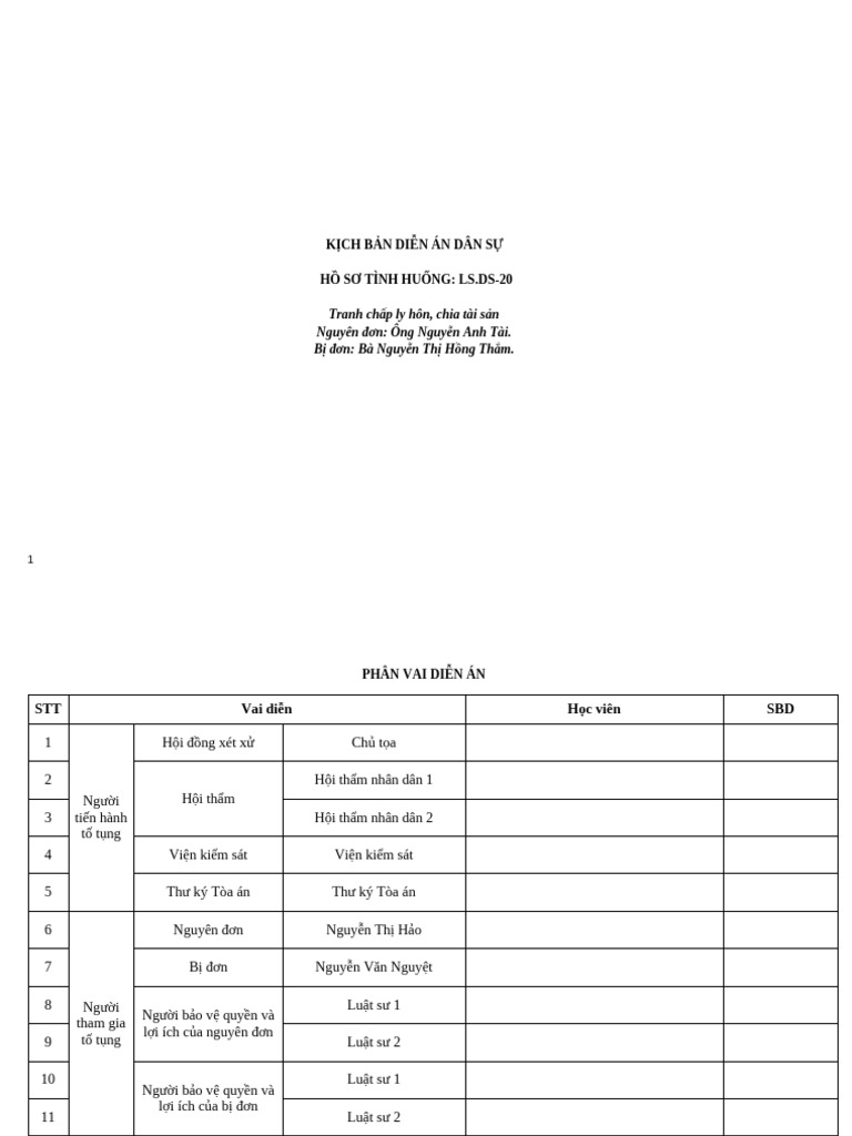 KỊCH BẢN DIỄN ÁN HS7 | PDF