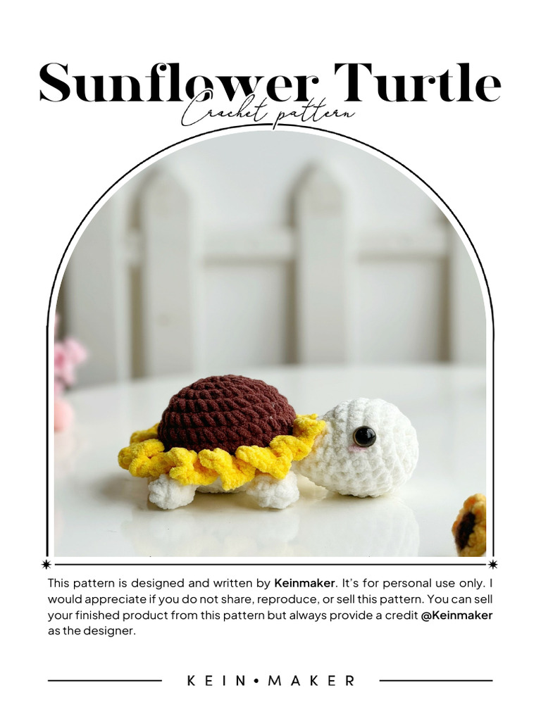 New Up Sunflower Turtle No Sew Crochet Pattern | PDF | Crochet | Needlework